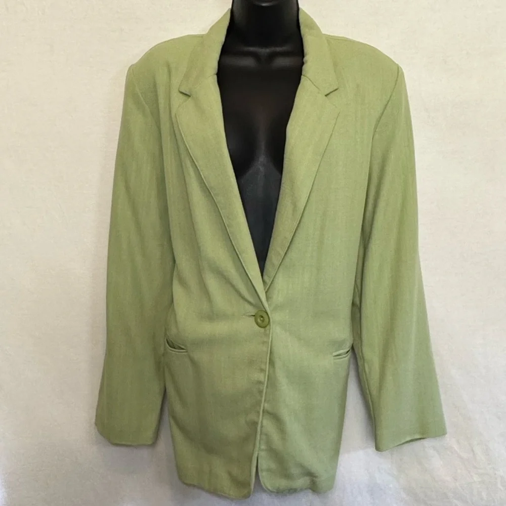 B-2 Courtenay PLUS SIZE 18W Green Linen Blend Blazer Suit‎ Jacket